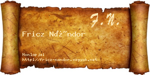 Fricz Nándor névjegykártya